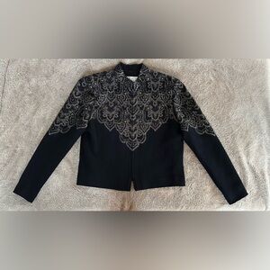 Vintage St John Evening by Marie Gray Jacket Womens Gold Embroidered Luxury